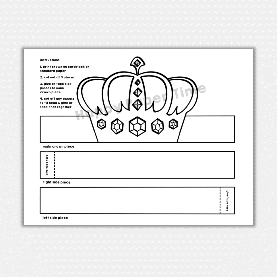 Prince King Paper Crowns Printable Royal Coloring Costume Craft 