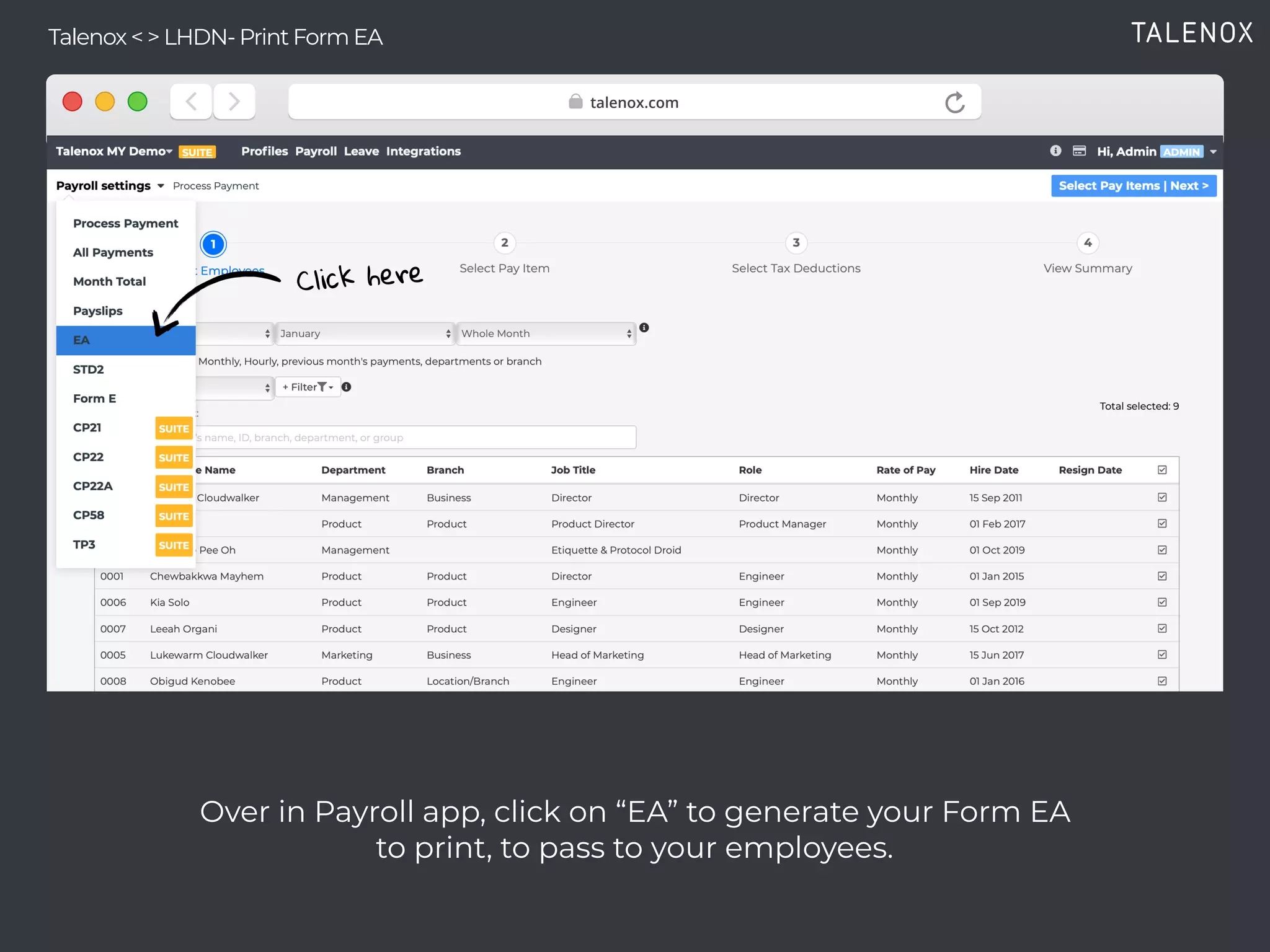 Print Form EA From Talenox PDF