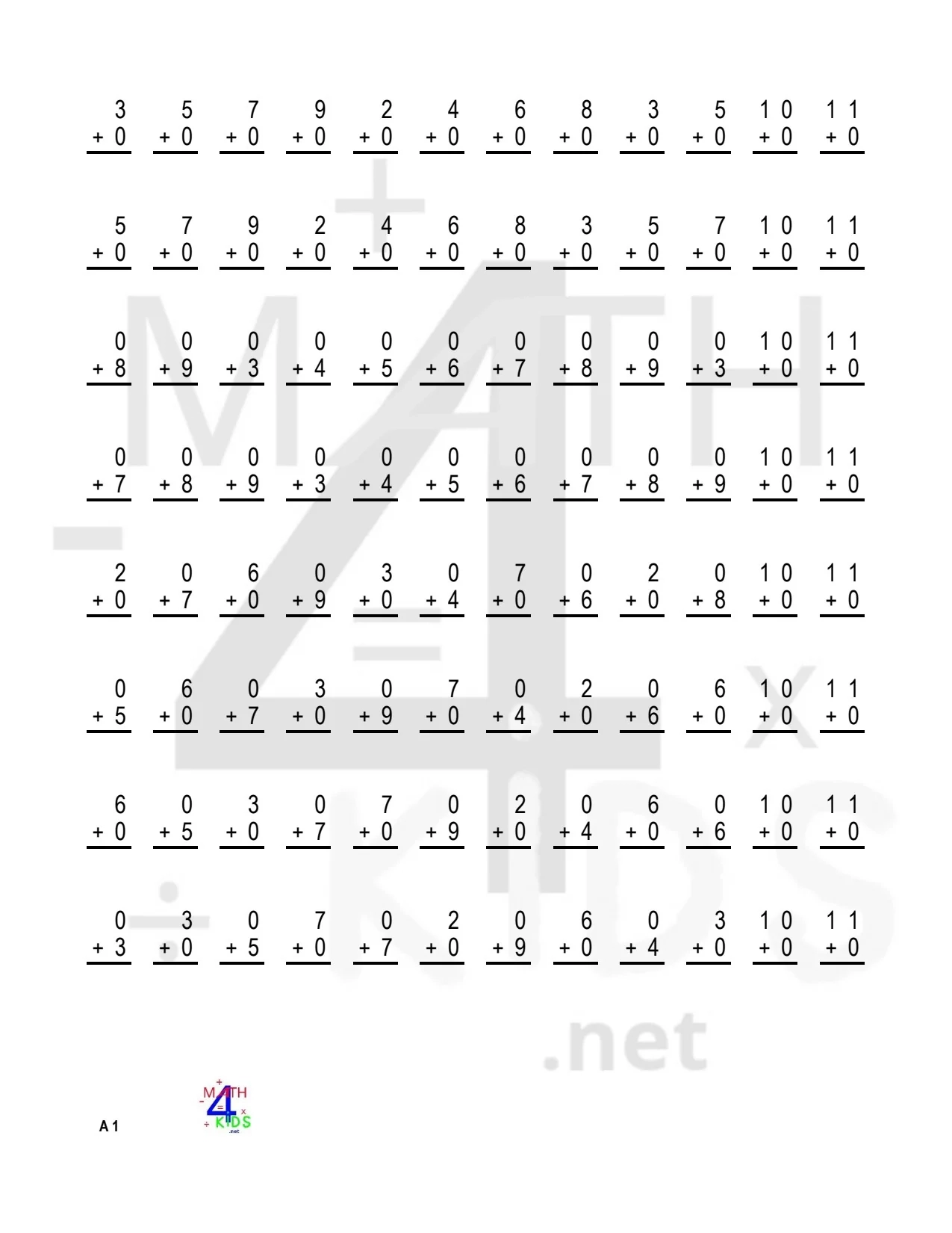 Addition Math Worksheets Printable