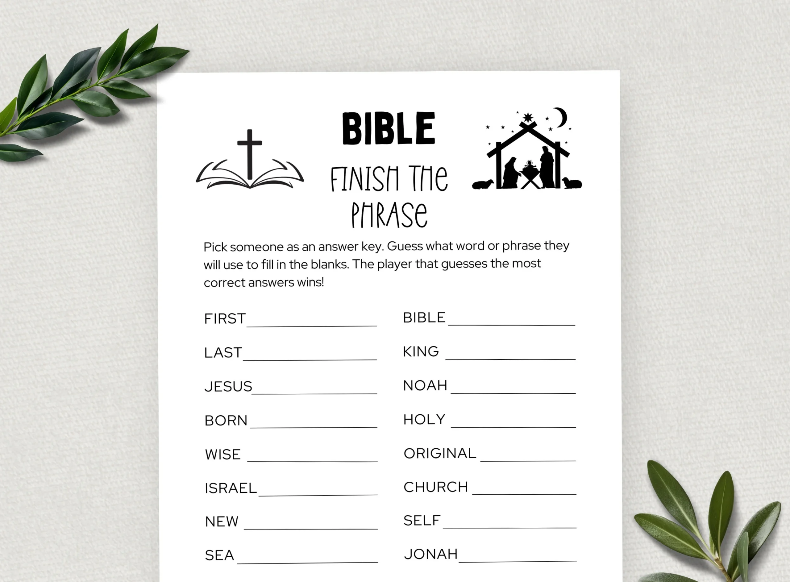 Printable Bible Finish The Phrase Bible Games Fun Christian Youth Group Game Sunday School Church Study Activity For Kids And Adults