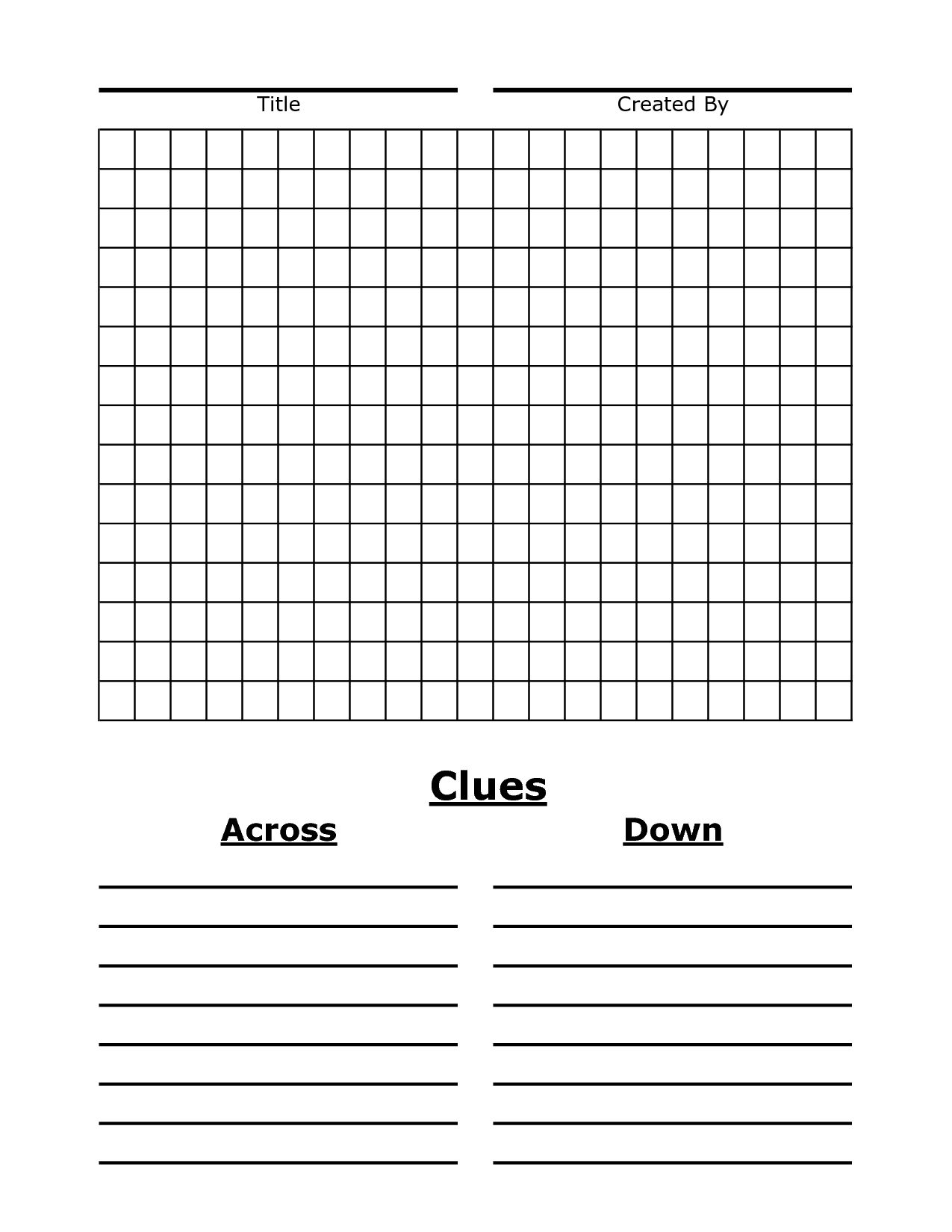 Printable Blank Crossword Puzzle Template