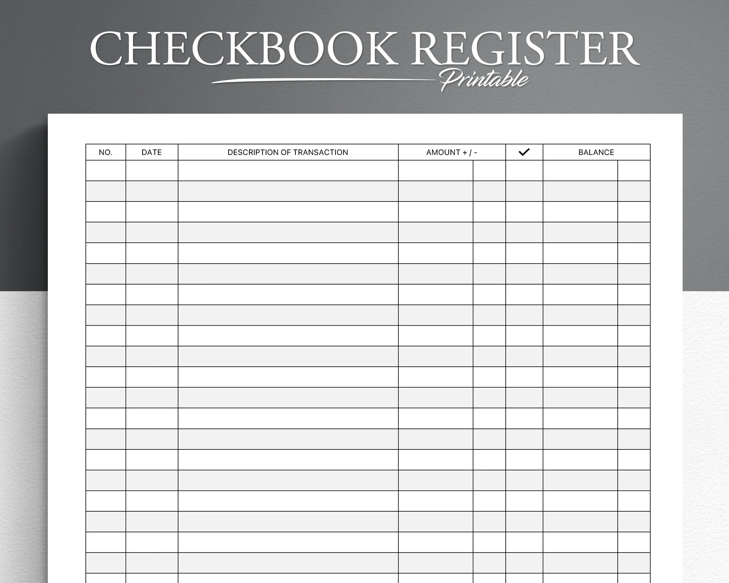 Printable Checkbook Register Template
