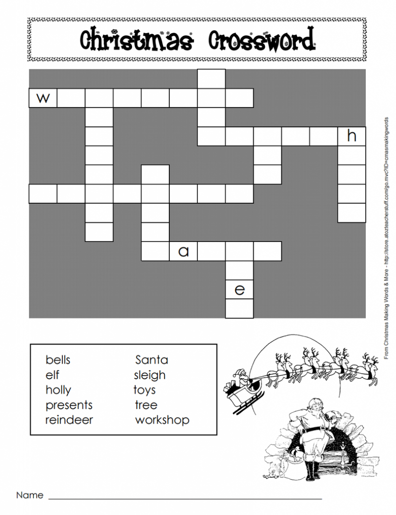 Printable Christmas Crossword Puzzle A To Z Teacher Stuff