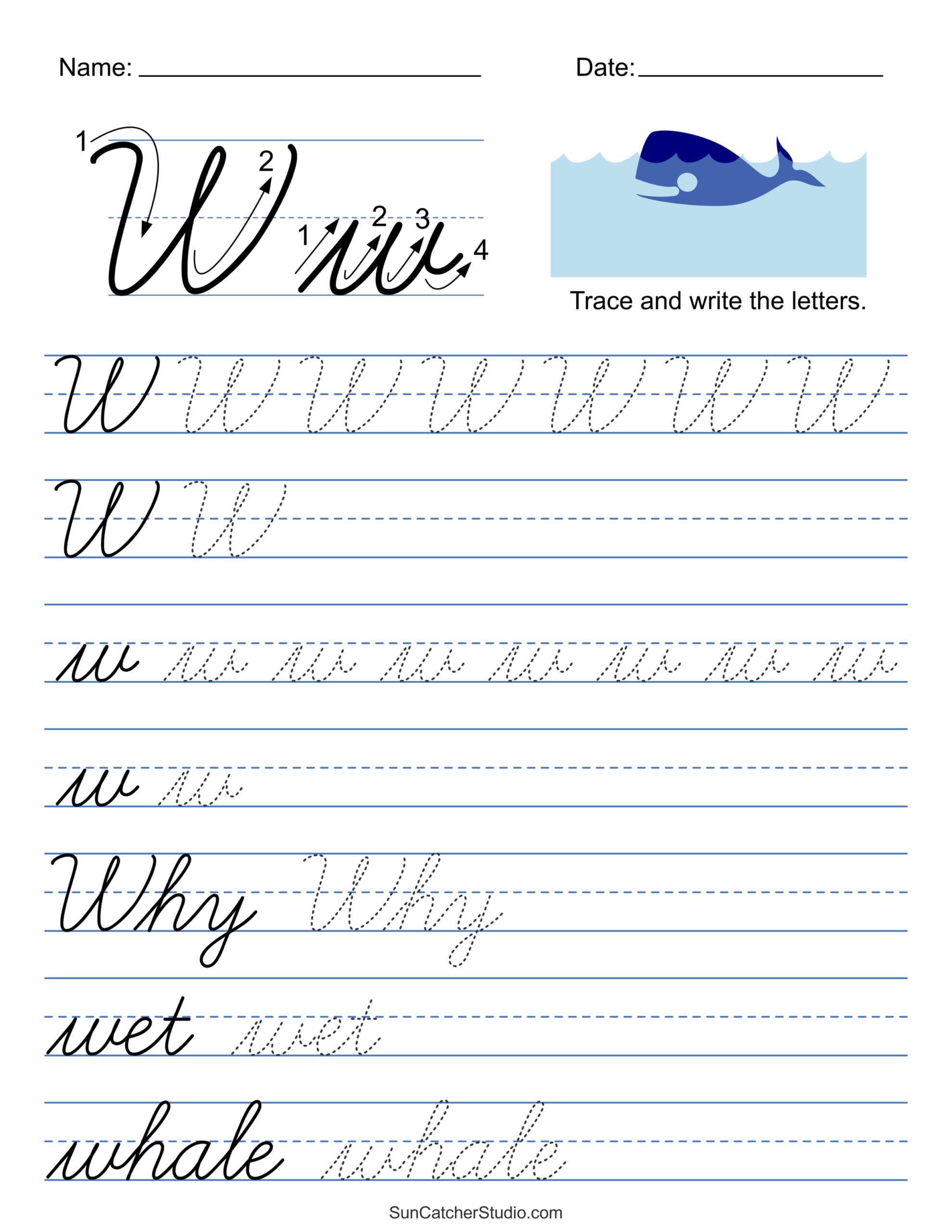 Cursive Worksheet Free Printable Editable