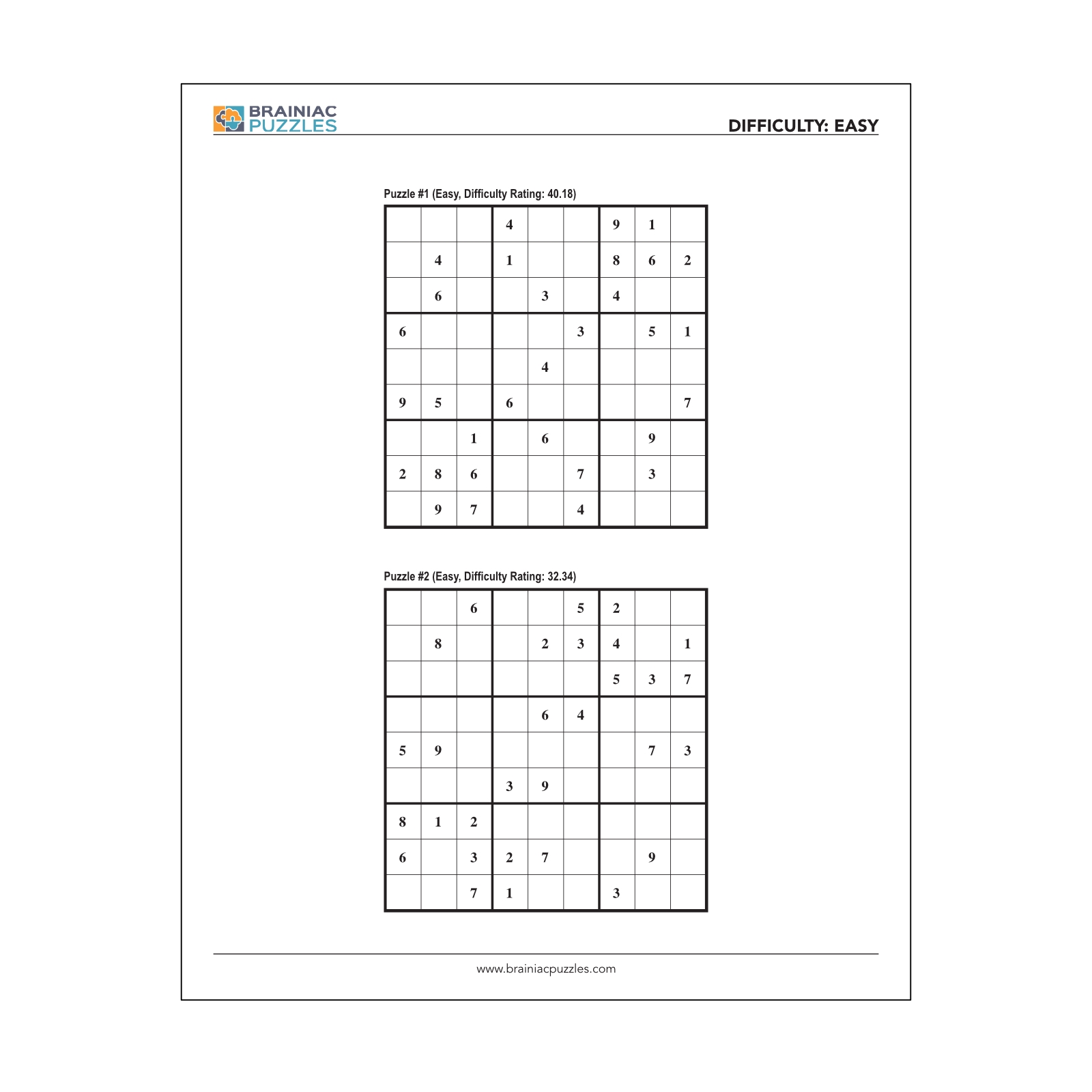 Free Printable Sudoku Puzzles 2 Per Page