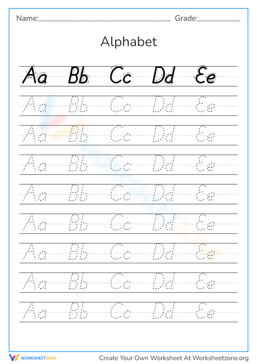 Printable Alphabet Worksheets For Grade 1