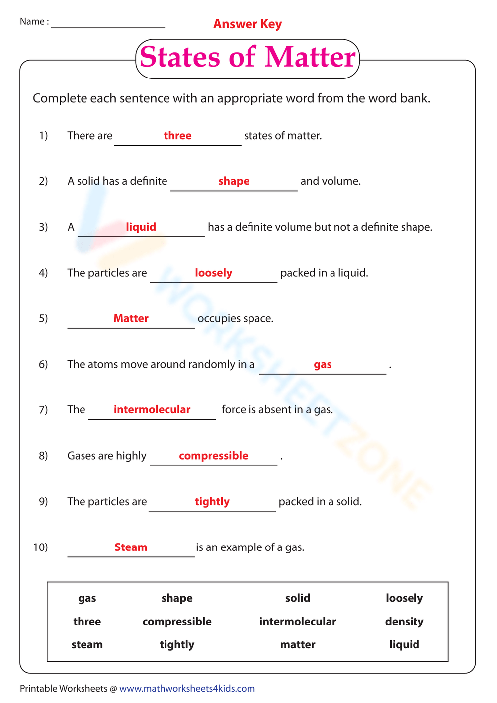 Printable Grade 6 Science Worksheets Download