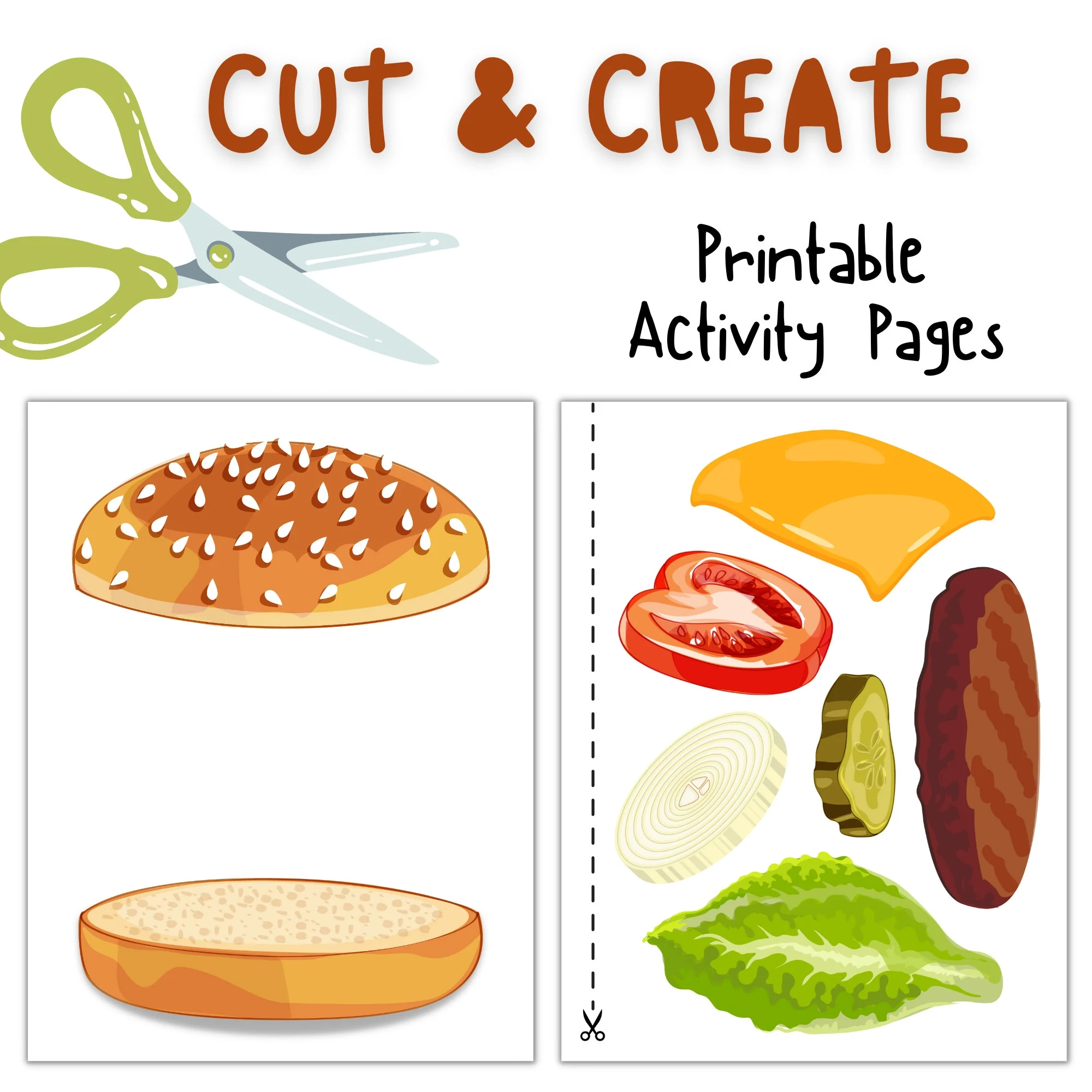 Printable Hamburger Craft Cut And Paste Build A Burger Assembly 