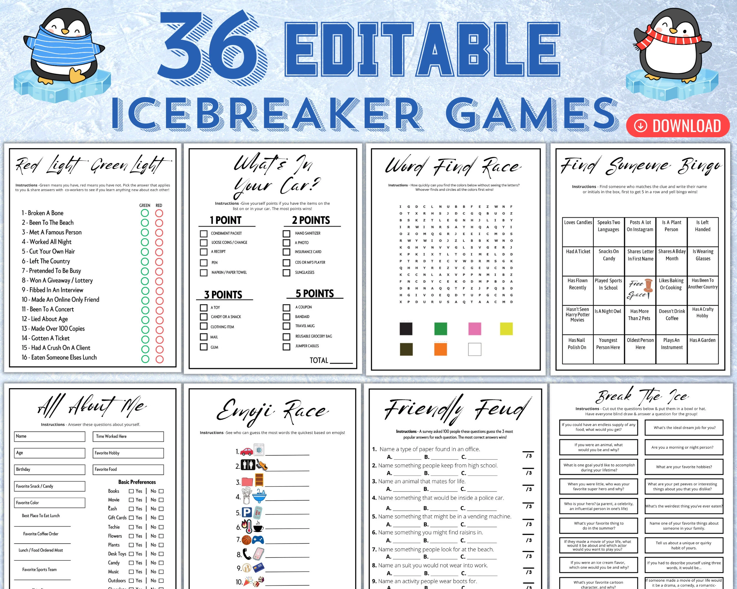 Printable Icebreaker For Middle School