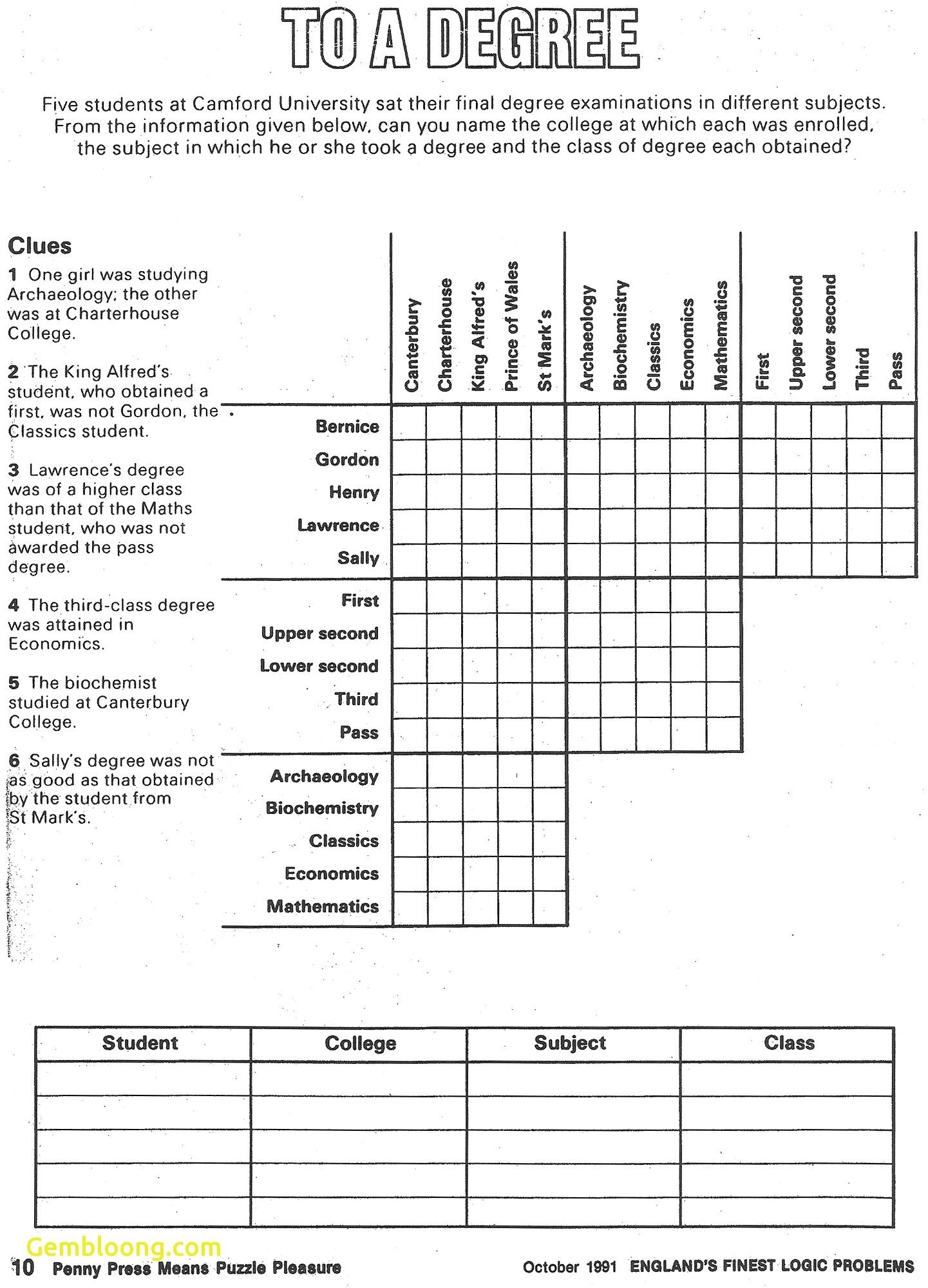 Deduction Puzzles Printable Pdf