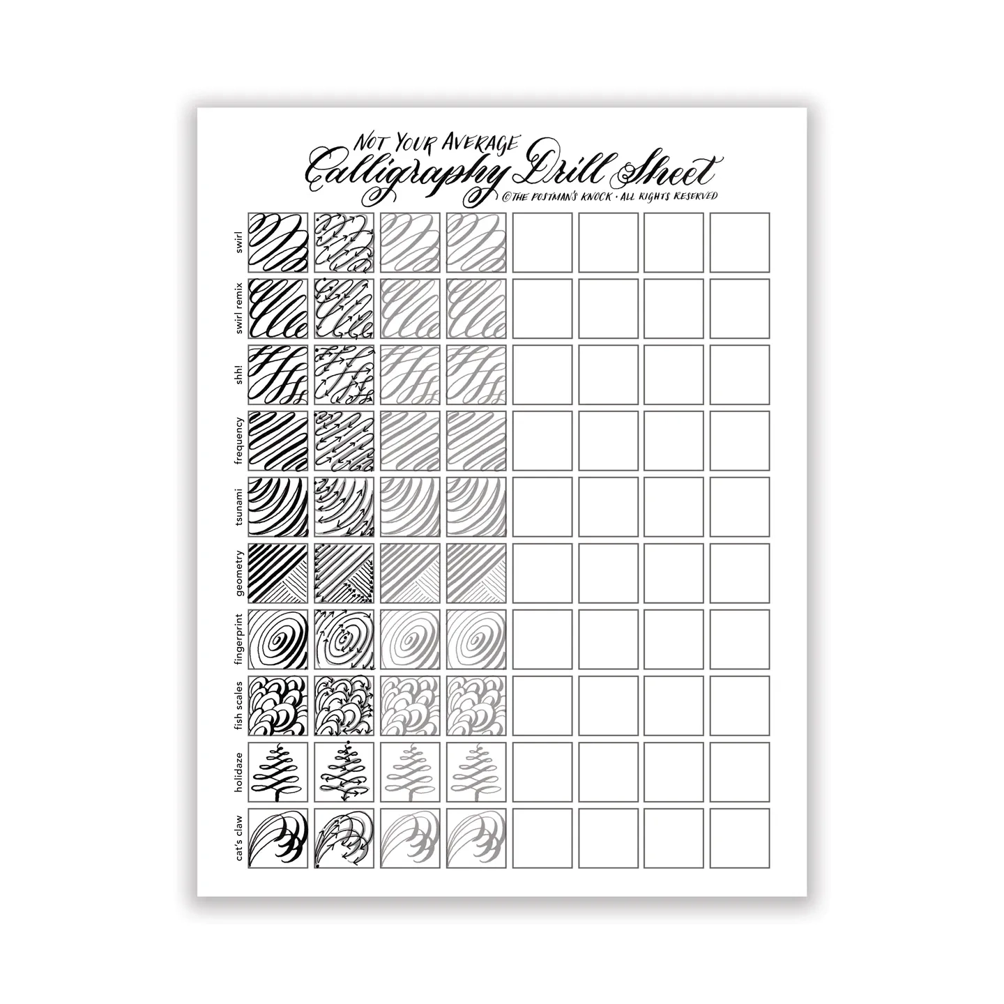 Printable Not Your Average Calligraphy Drill Sheet The 