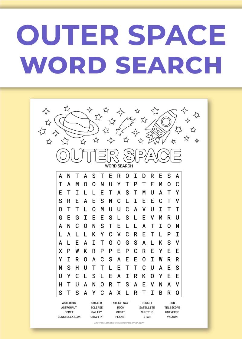 Astronomy Word Search Free Printable