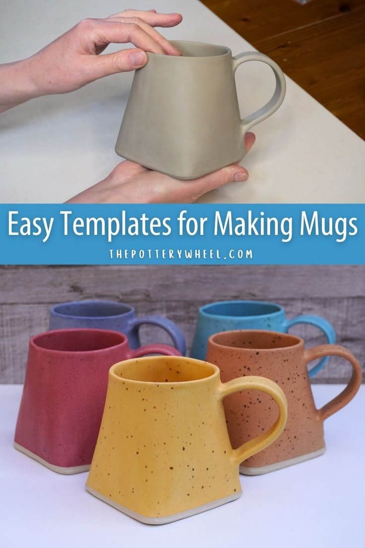 Printable Pottery Mug Template For A Square Based Handmade Clay Cup