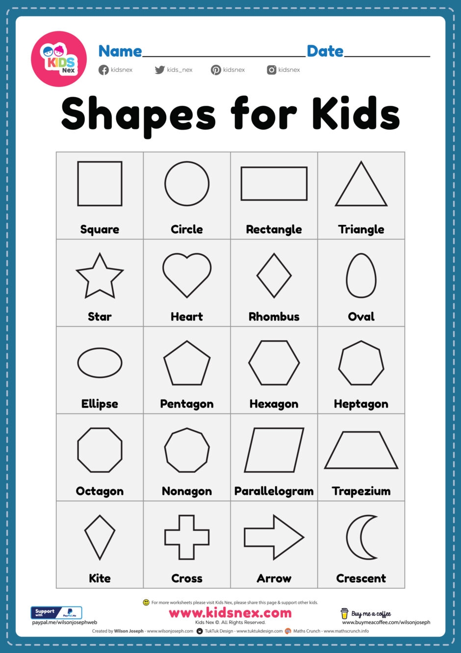 Shapes Printable Worksheets Preschool
