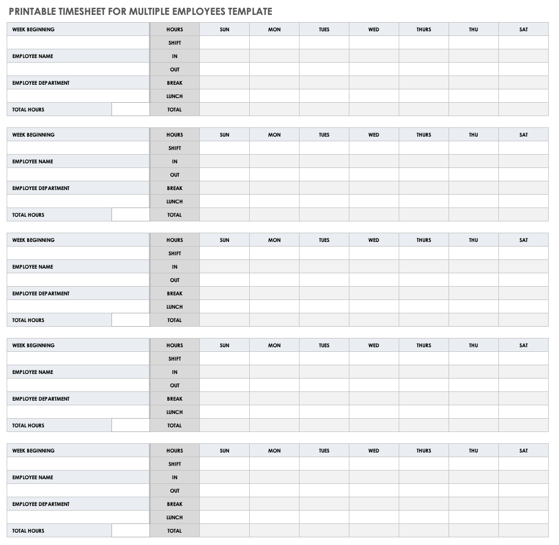 Free Printable Timesheet Template