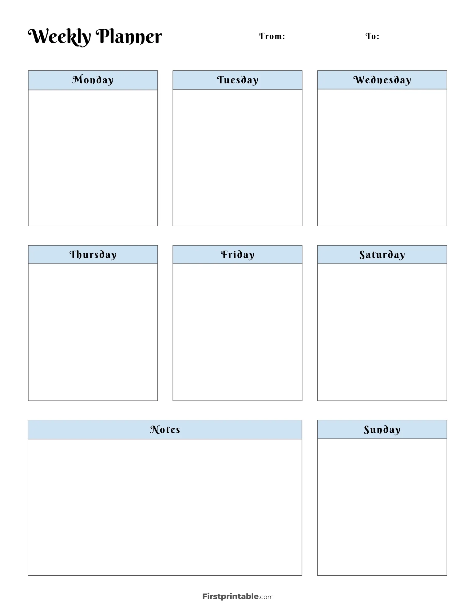 Printable Week Calendar Blank