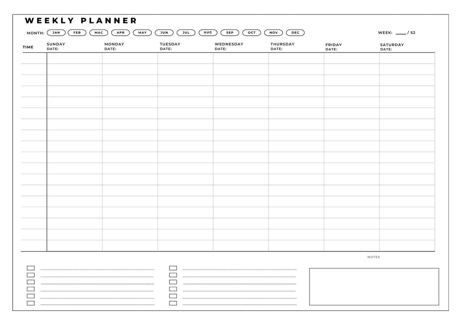 Printable Weekly Calendar With Time Slots 4 Free Templates The 