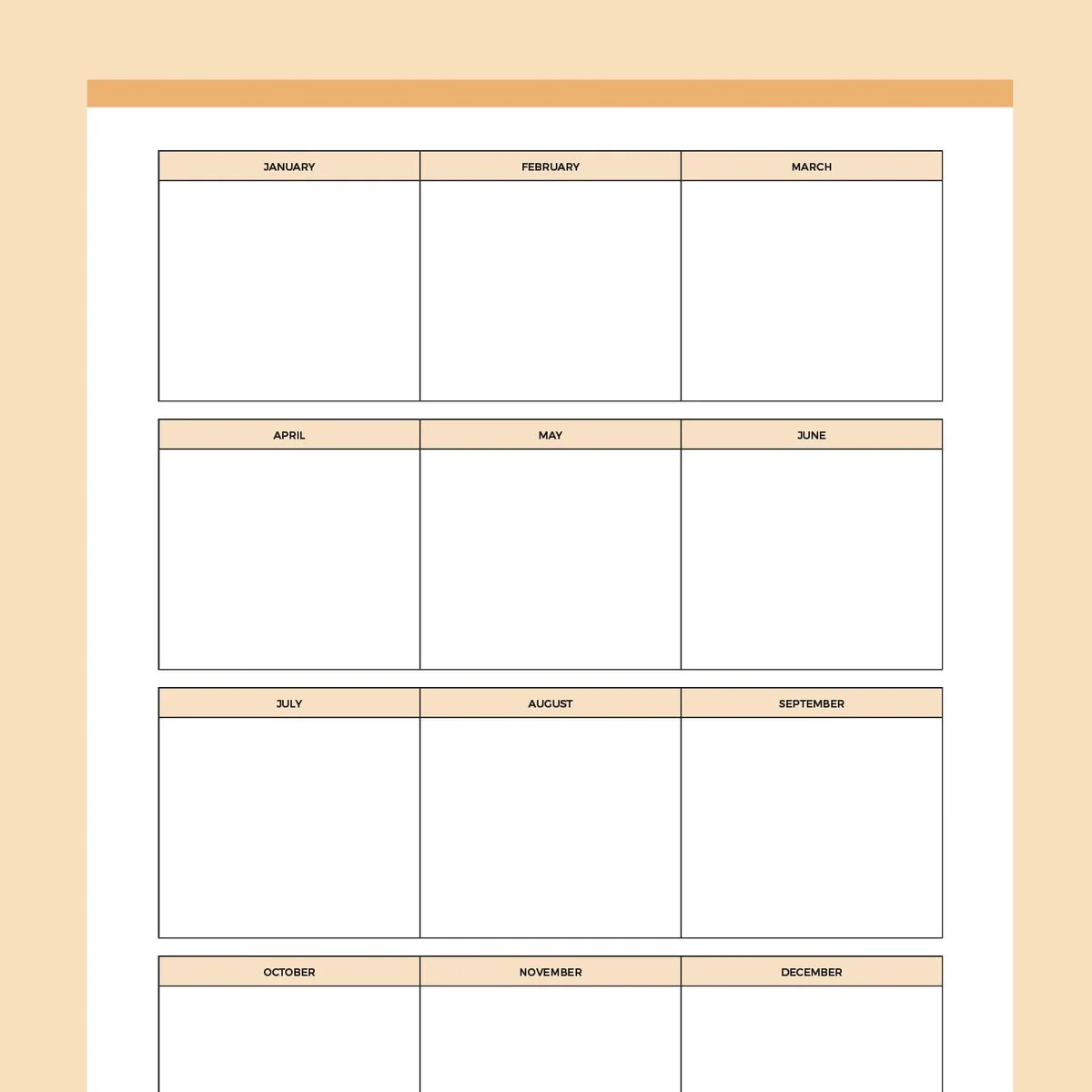 Printable Year At A Glance Calendar