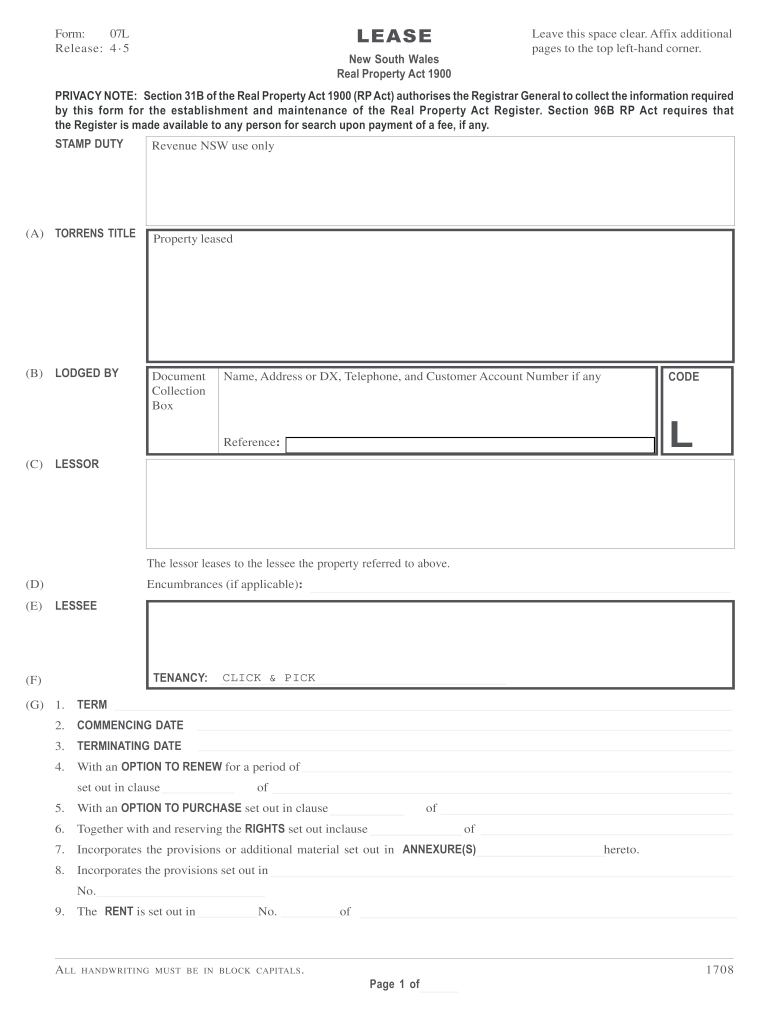 Property Change Of Name Nsw Lrs 2017 2025 Form AU 07L Fill Online 