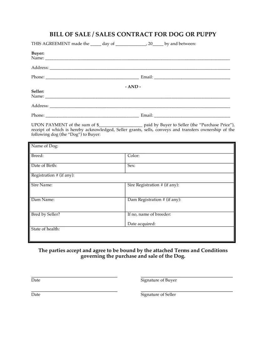 Puppy Contract Template Fill Out Printable PDF Forms