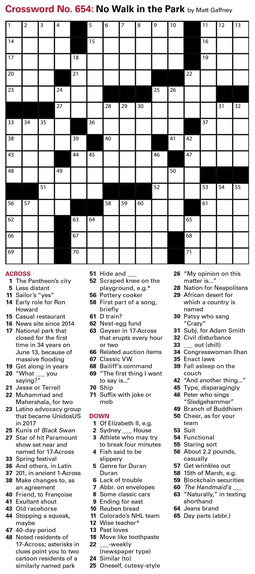 Printable Crossword Puzzles Today