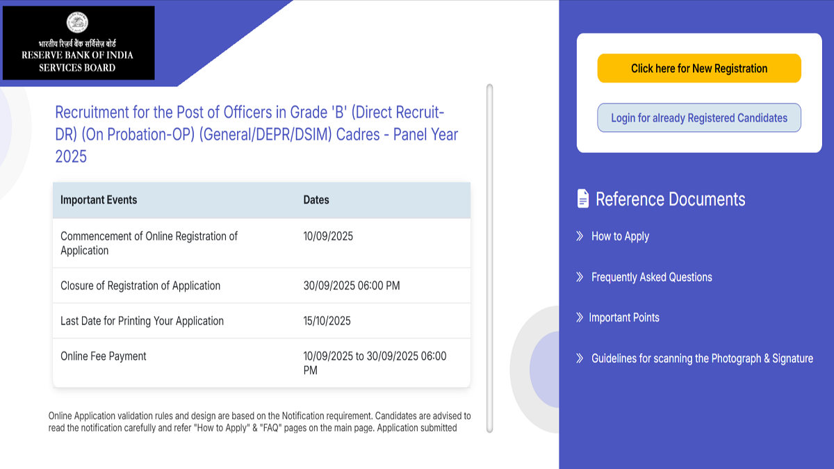 RBI Grade B Application Form Correction 2025 Direct Link Active