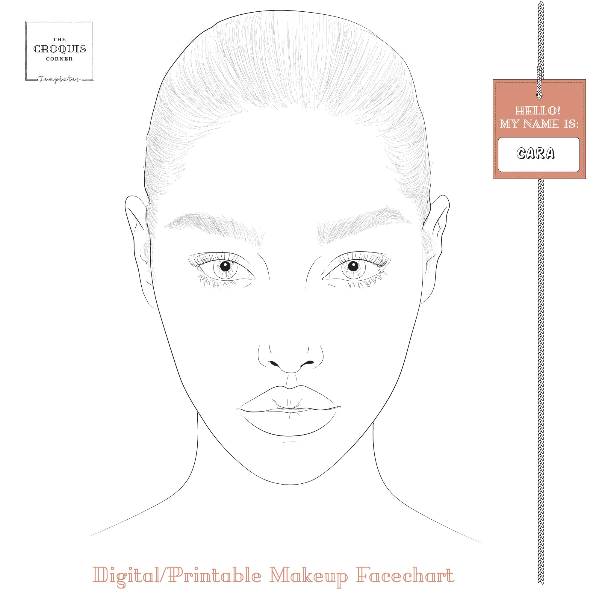 Realistic Makeup Face Chart cara Make up Artist Practice 