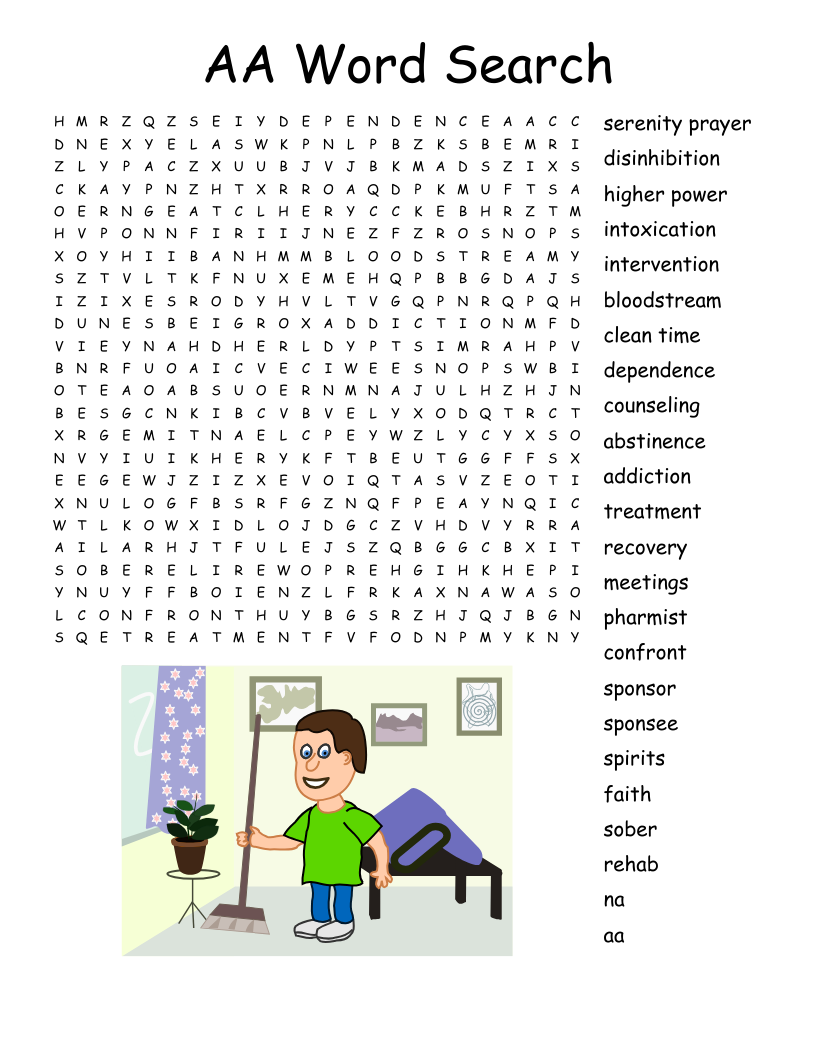 Recovery Word Search Puzzles Printable
