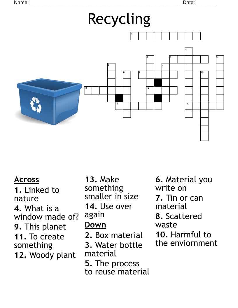 Recycling Crossword WordMint