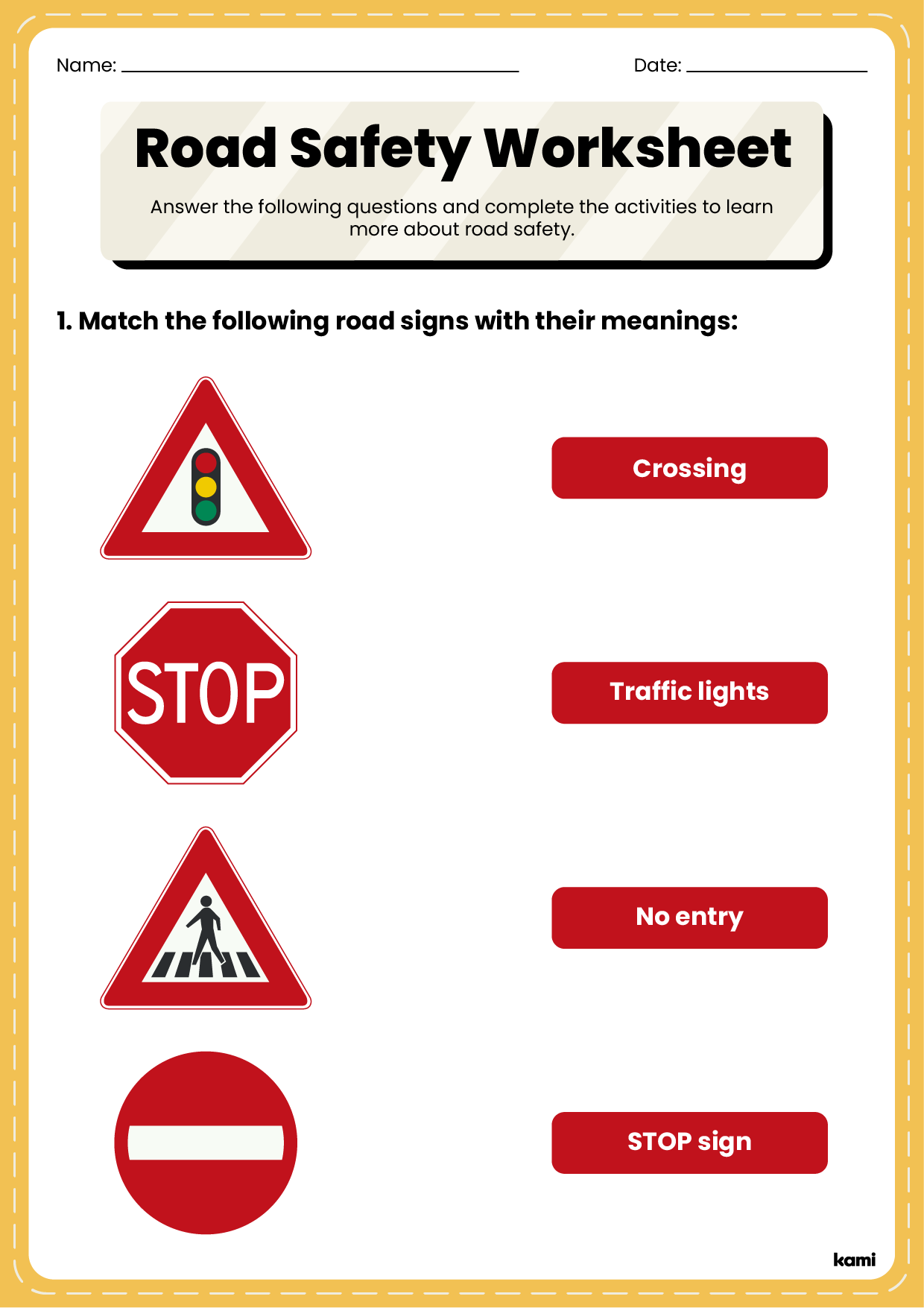 Road Safety Worksheet For Teachers Perfect For Grades 10th 11th 