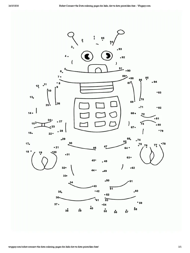 Robot Connect The Dots Coloring Pages For Kids Dot To Dots 