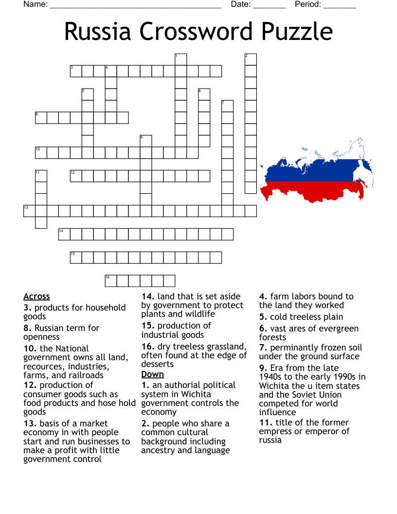 Russia Crossword Puzzle WordMint