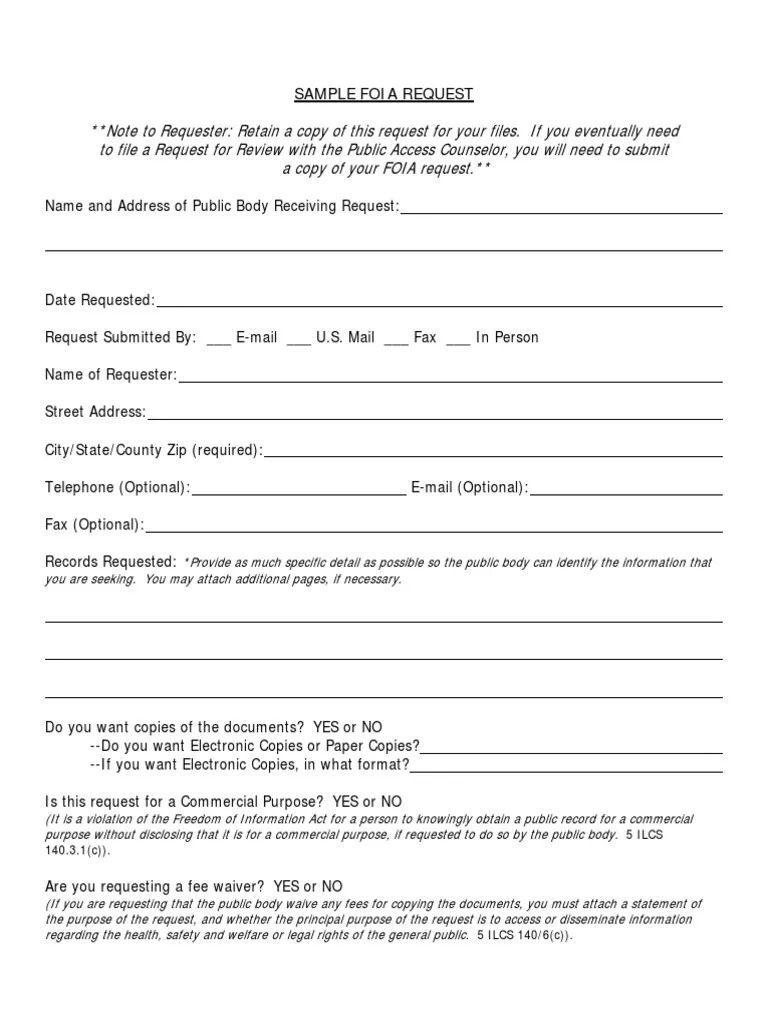Sample Foia Request PDF