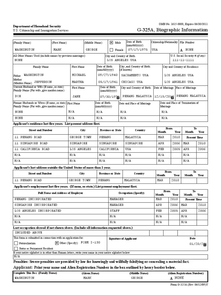 Sample Form G 325a Petitioner PDF Wife Marriage