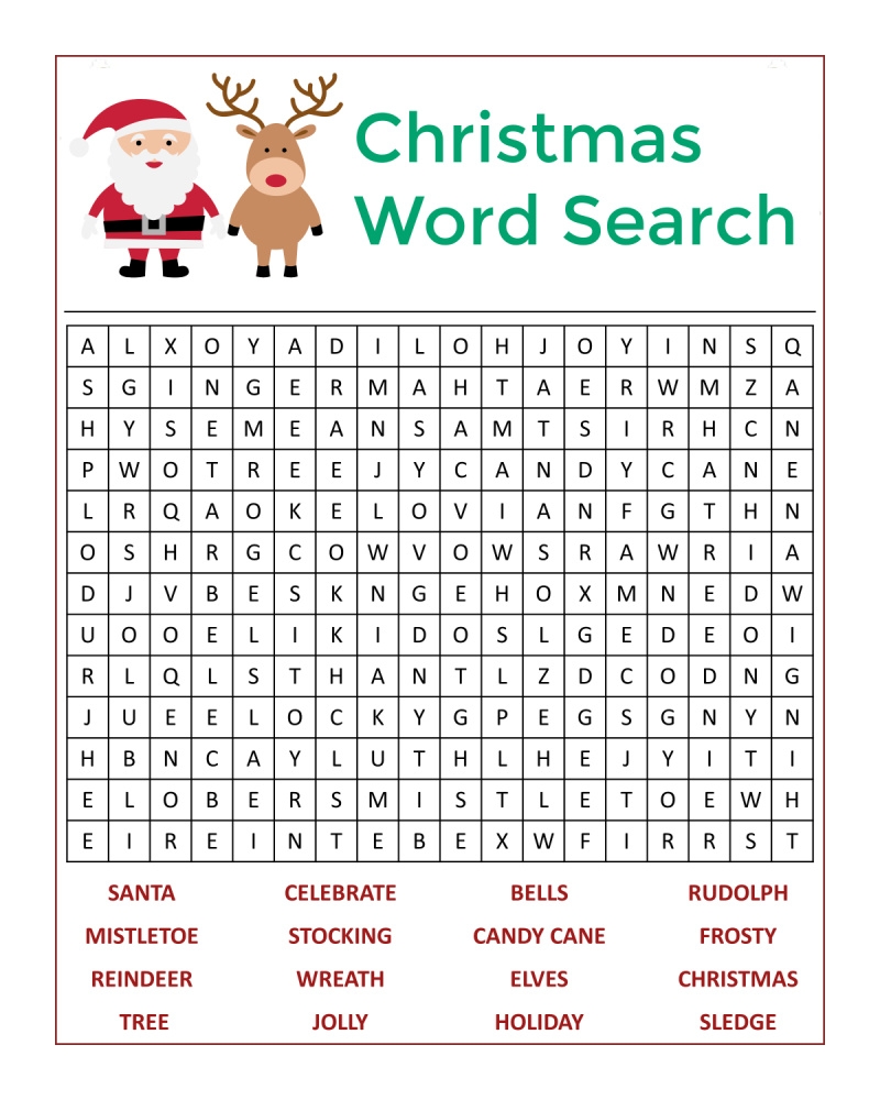 Christmas Word Puzzles Printable For Adults