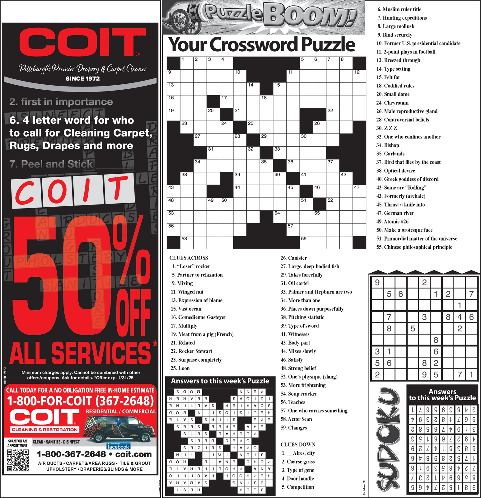 Printable Premier Crossword Sunday Puzzle