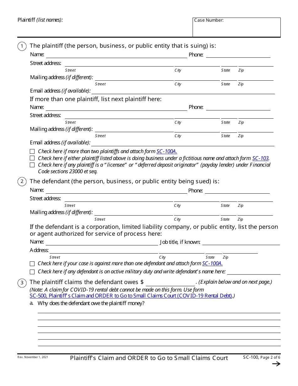 Sc100 Form Printable