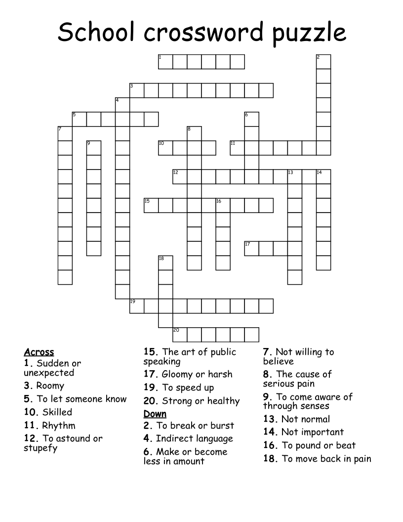 Education Crossword Puzzles Printable