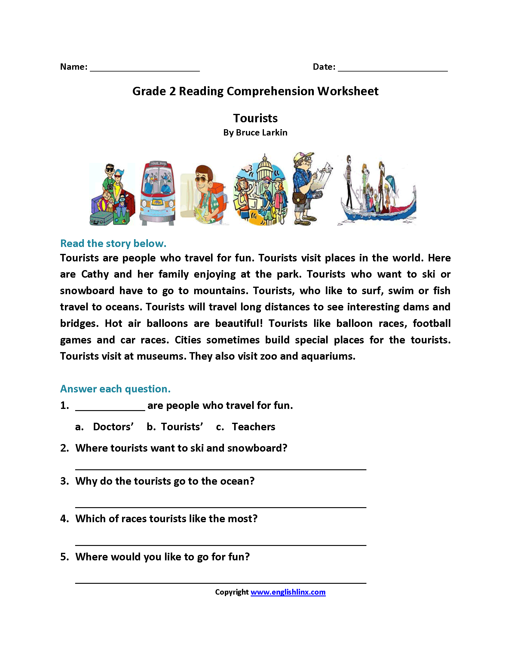 Free Printable 2nd Grade Reading Worksheets