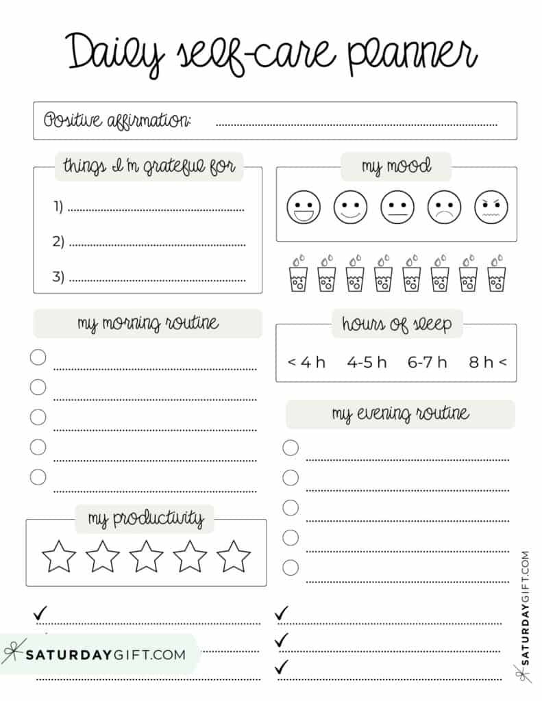Self Care Planner 4 Cute amp Free Daily Self Care Planners 