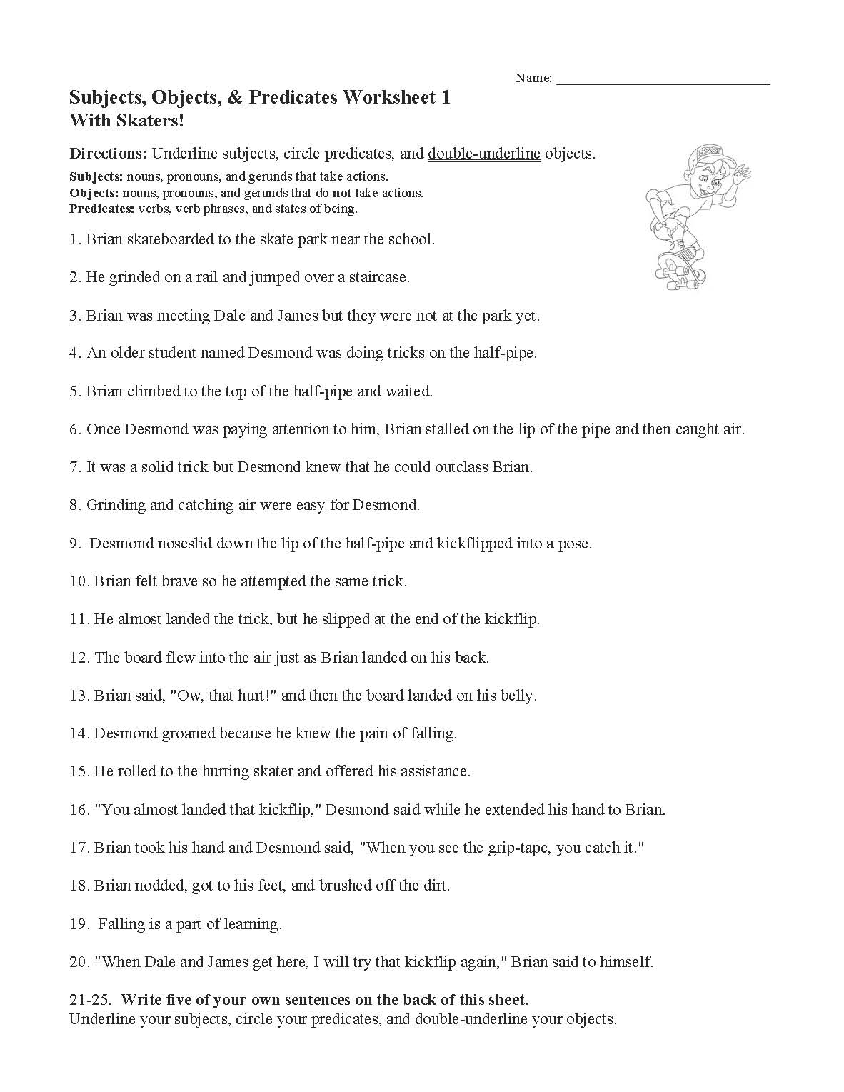 Free Printable Sentence Structure Worksheets