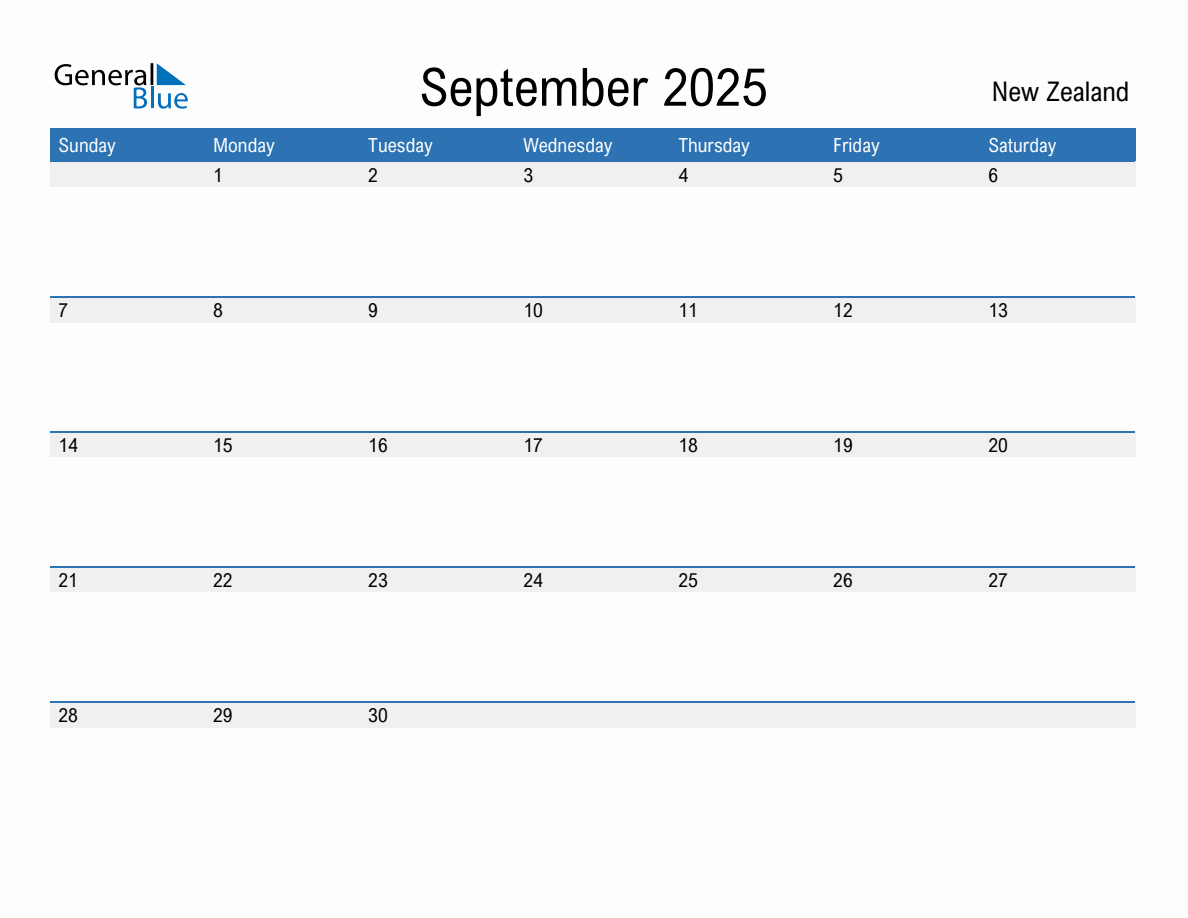 September 2025 Monthly Calendars With New Zealand Holidays