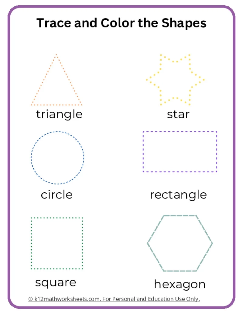 Kindergarten Math Worksheets Printable Shapes