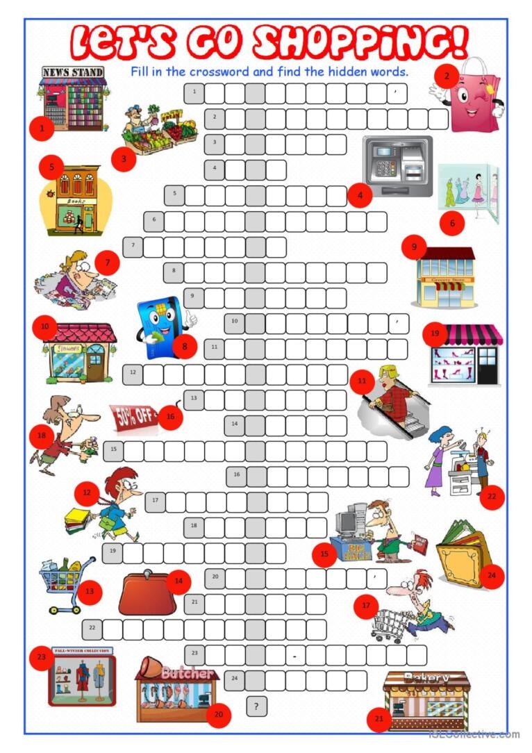 Printable Esl Crossword Puzzles