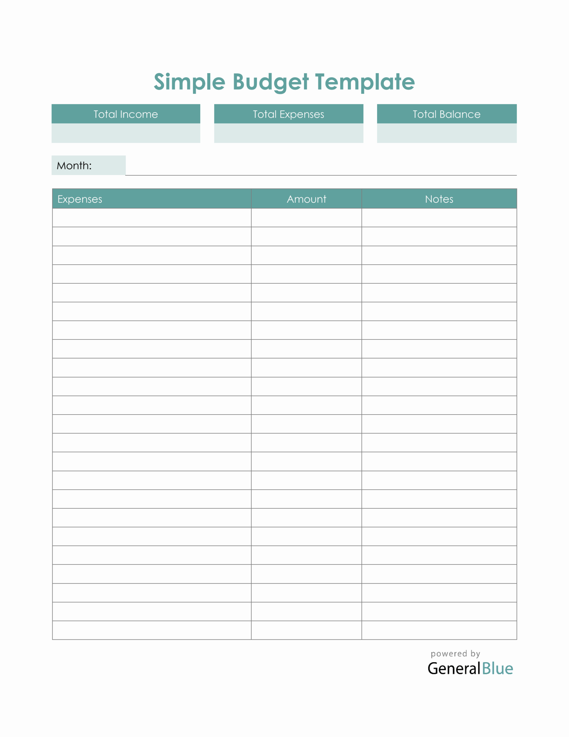 Printable Home Budget Worksheet Simple