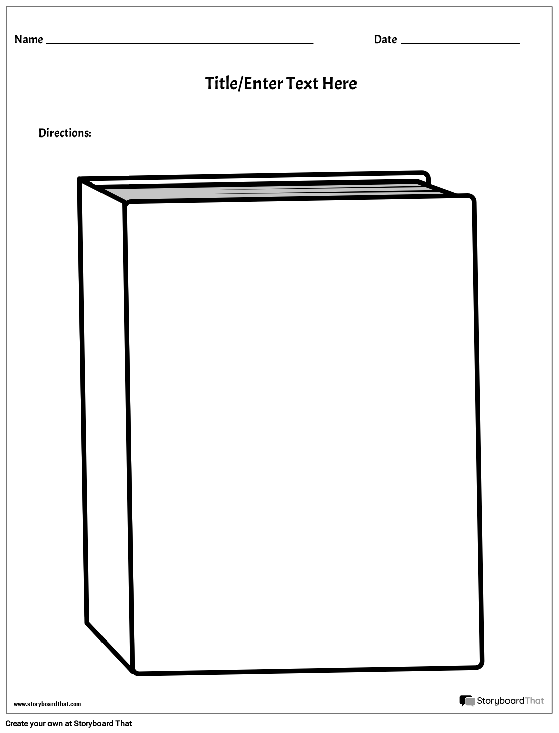 Simple One Sided Book Jacket Worksheet Template