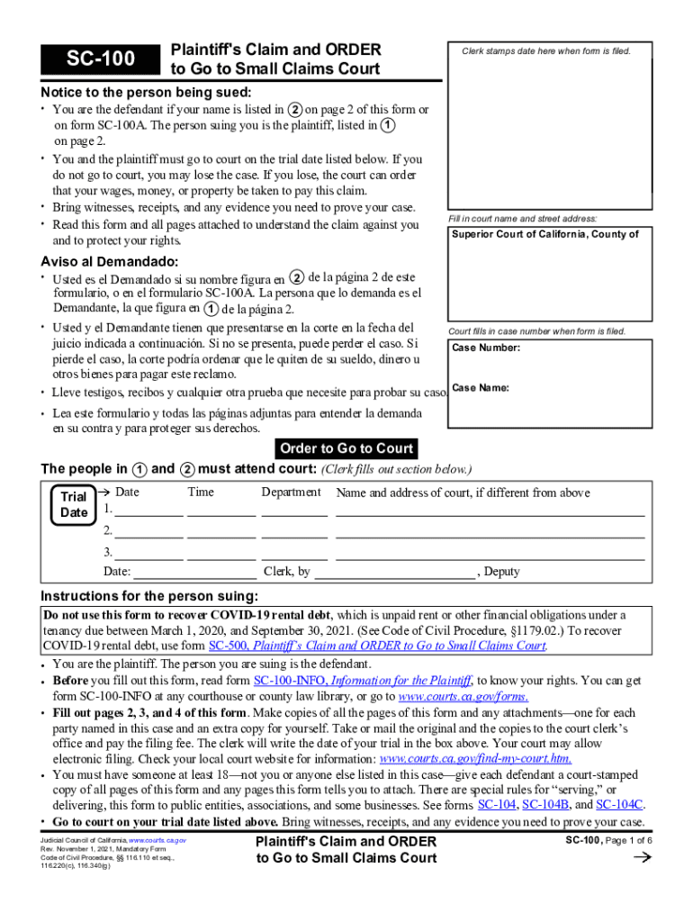Small Claims Court Form Fill Out amp Sign Online DocHub