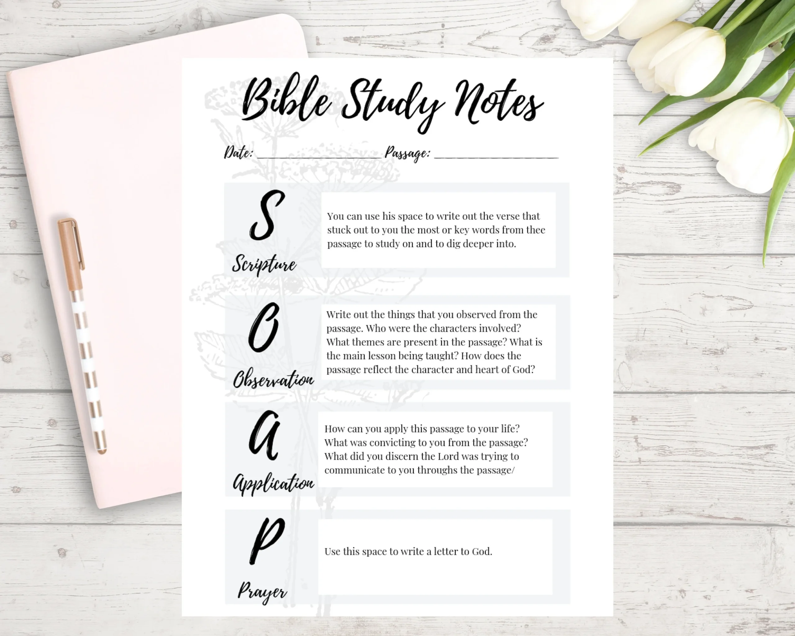 SOAP Bible Study Print Etsy