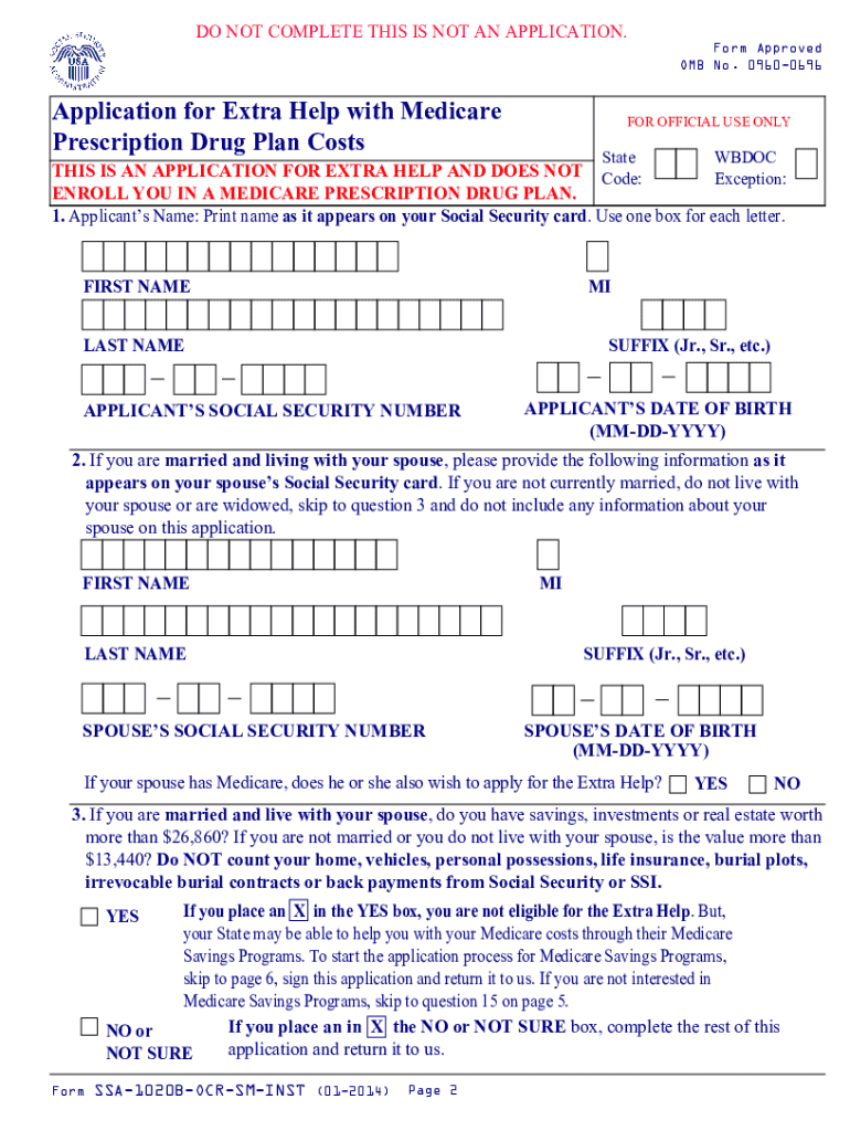 Social Security Extra Help Application Pdf Fill Out amp Sign Online 