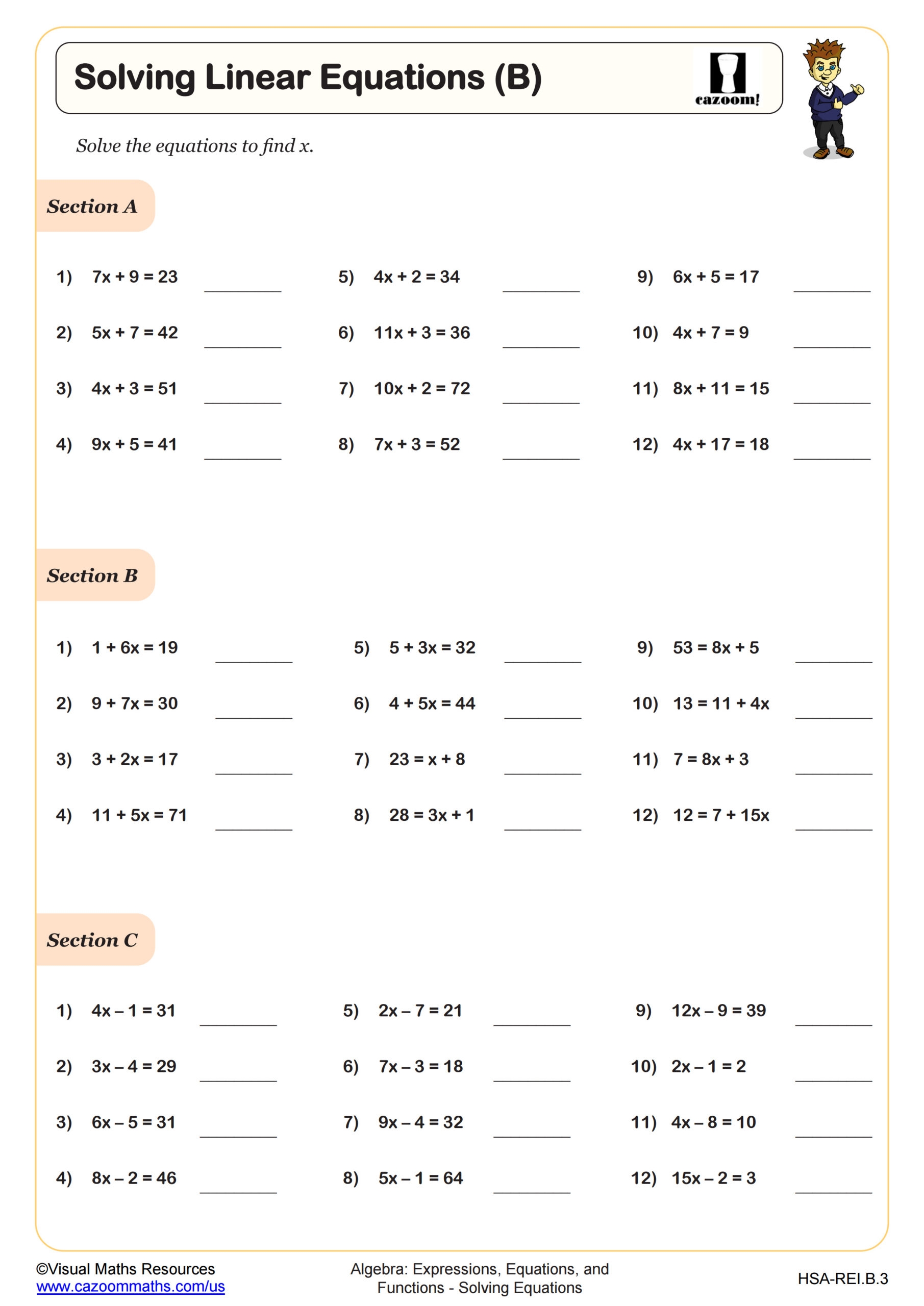 Free Printable Algebra 1 Worksheets 9th Grade